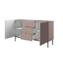 Komoda Nicole 150 cm z szufladami i półkami - antyczny róż / czarne nóżki - Limitowana oferta